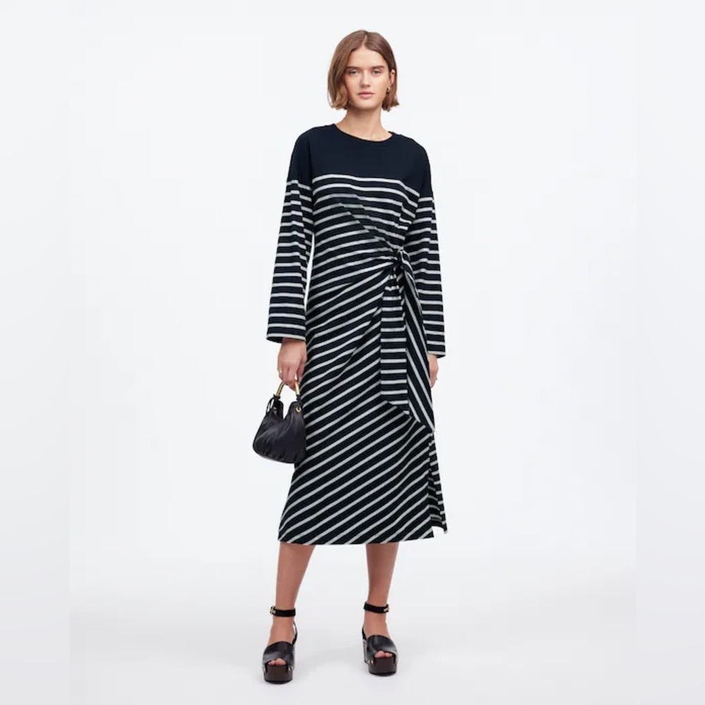 NWT Madewell Side-Tie Knit Maxi Dress in Stripe Size L